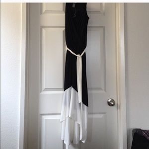 Women's black and white high low dress