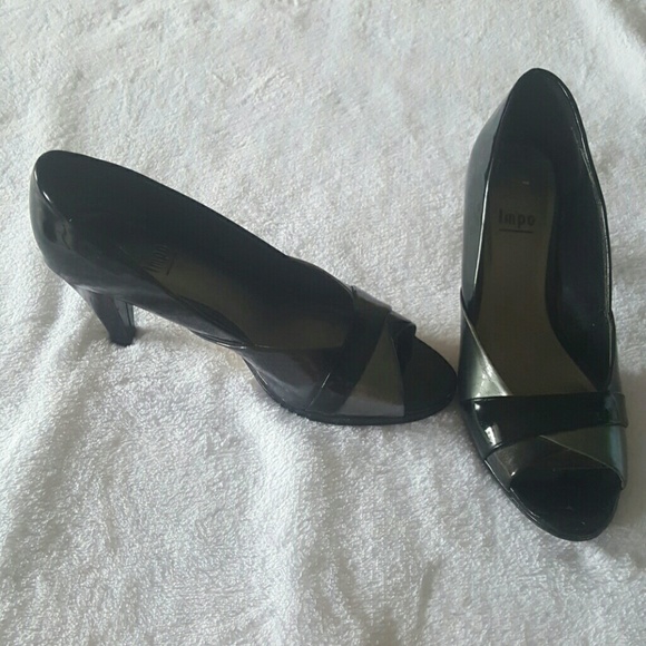 Black peep-toe heels