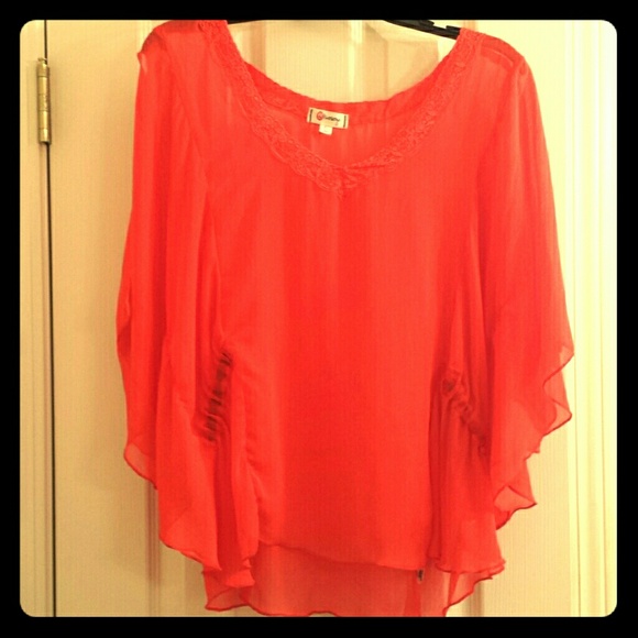 Orange/Corral Sheer Shirt - Picture 1 of 1