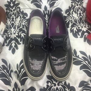 Black Sparkly Sperries