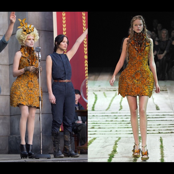 SOLD-Alexander McQueen butterfly print dress 2011 - Picture 3 of 4