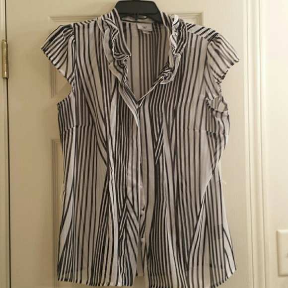 Sheer Black & White Striped Shirt - Picture 1 of 1