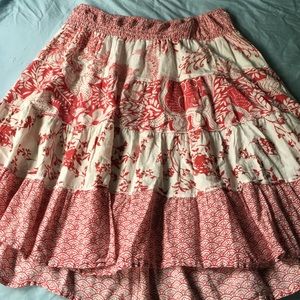 Red/Cream Knee Length Skirt S