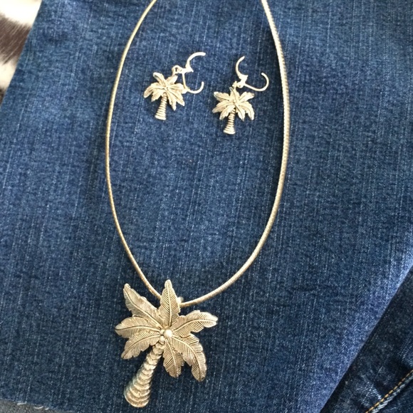 Palm Tree necklace and earring set