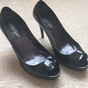 Black peep toe heels