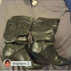 Black leather boots