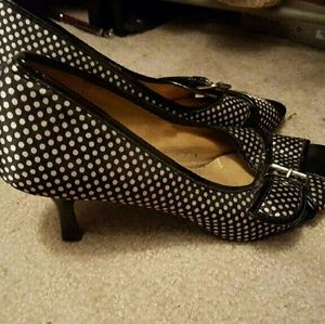 Kitten heel polka dot shoes