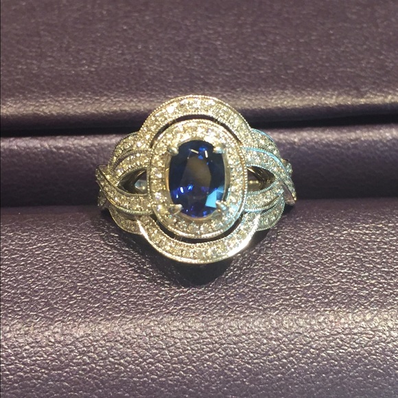 Natural Sapphire and Diamond Ring
