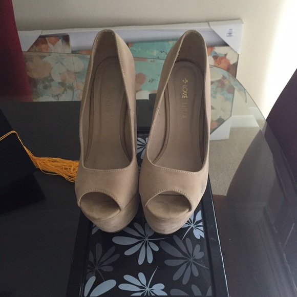 Love Culture Peep Toe Wedge Heels