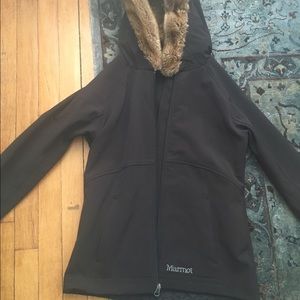 Marmot zip up jacket with fur hood in size small
