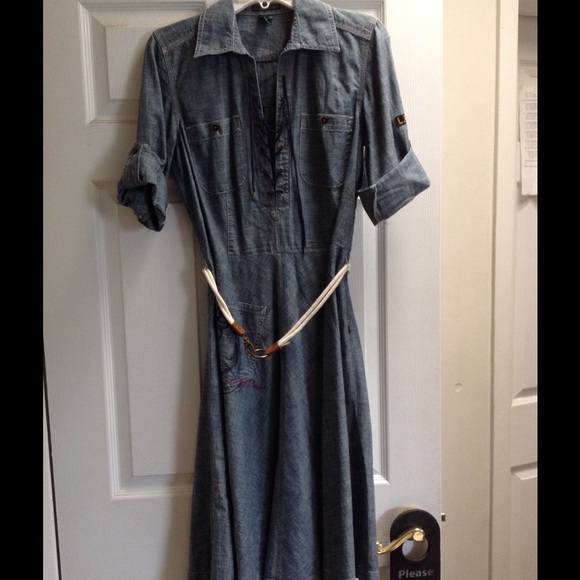 A-line Ralph Lauren dress w/half side zipper/belt - Picture 1 of 4