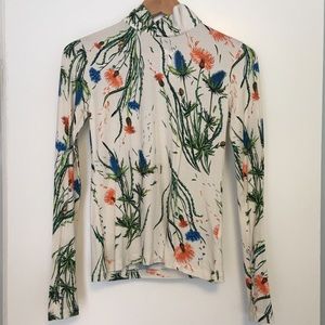 NWT TOPSHOP Flora Print Turtleneck Top