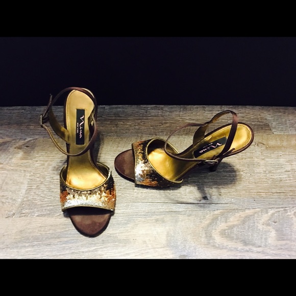 Nina satin and sequence heeled sandal - Picture 3 of 3