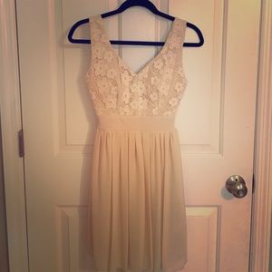 Floral Lace Tan Dress
