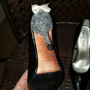 Black and glitter stilettos