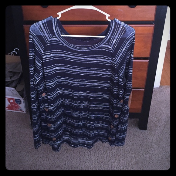 Navy and white striped shirt