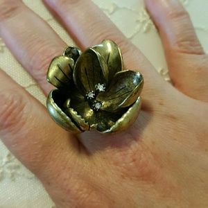 Fossil - gold flower ring