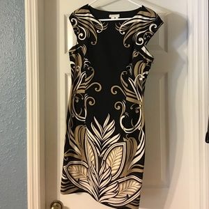 LONDON TIMES dress 14 Capped Sleeve. Blk, & cream