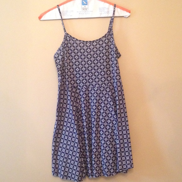 Navy and white patterned dress