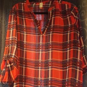 Sheer plaid blouse