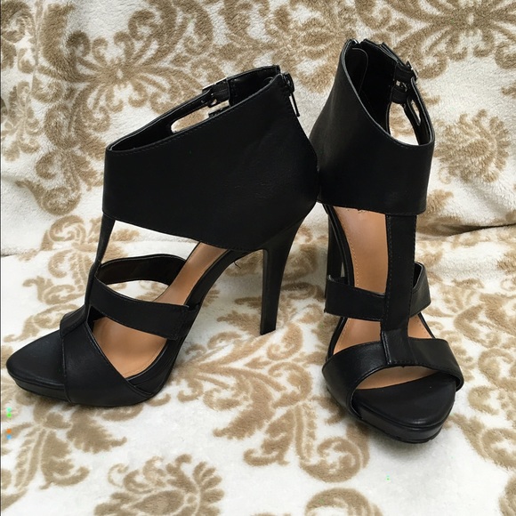 Caged Faux Leather Heels
