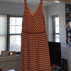 Reddish pink/white stripe dress