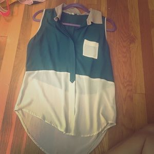 Cute collared button down tank top