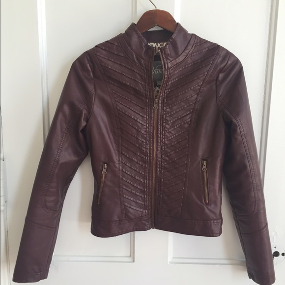 Maroon vegan leather jacket