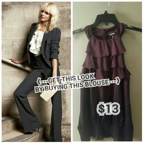 APT. 9 PLUM PURPLE RUFFLE BLOUSE - Picture 2 of 2