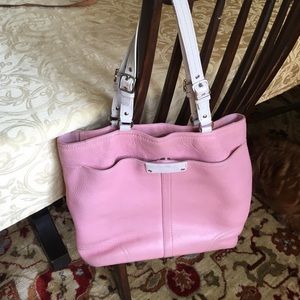 Pink pebbled leather Coach tote