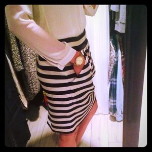 Black and Cream Stripe Skirt