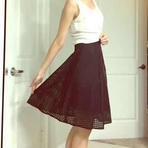 NWT black grid midi skirt