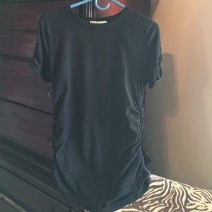 Michael Kors Ruched Black Cotton Shirt