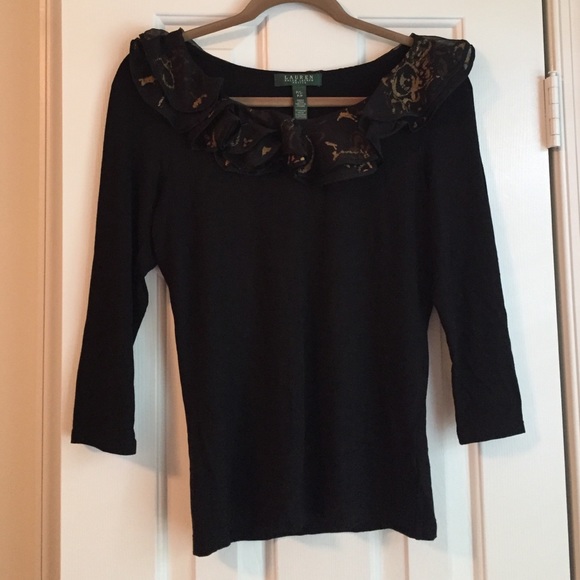 3/4 length black Ralph Lauren top