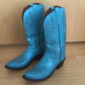 Turquoise Lucchese Boots, Size 9