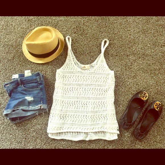 Hollister White Knit Tank