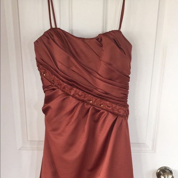 David's Bridal Rusty Orange Prom Dress