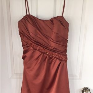 David's Bridal Rusty Orange Prom Dress