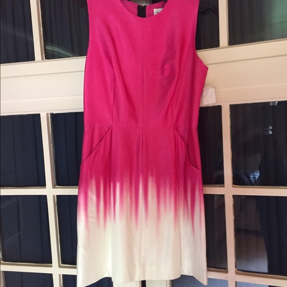 Milly NWT hot pink & white dress w exposed zipper