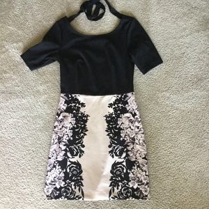 Black and off white LC dress