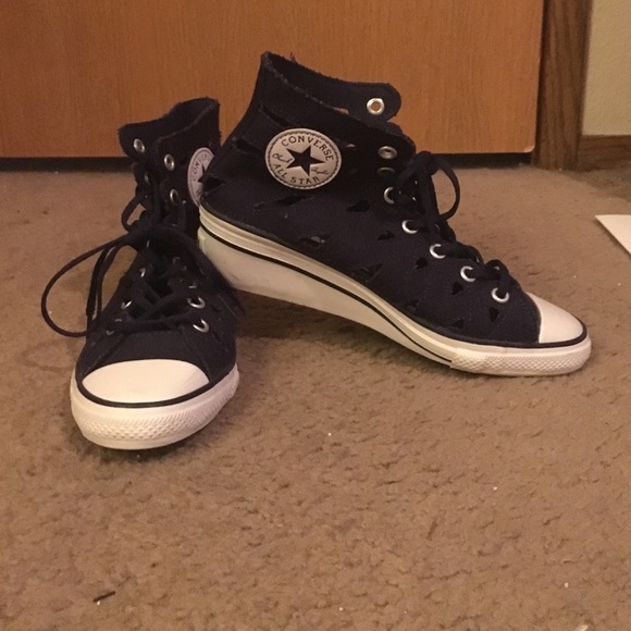 Dark Blue Converse Open Wedge Shoes Size 5