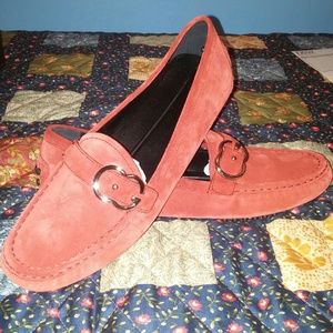 Womens Red Gucci Suede Interlocking G Driving Shoe