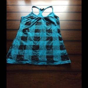 Teal Blue plaid racer back tank