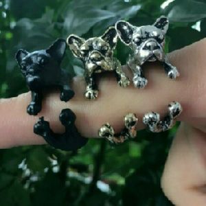 Black French Bull Dog Wrap Ring