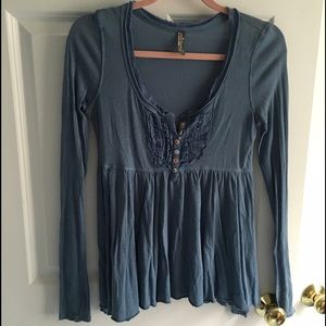 Free people blue long sleeve top