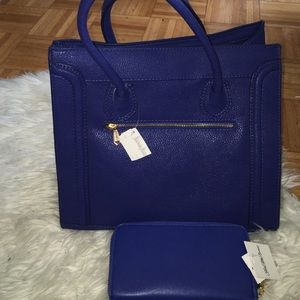 Designer look cobalt blue purse w wallet