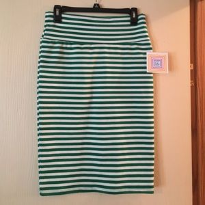 NWT Green/white striped pencil skirt