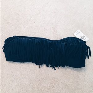 NWT Hollister Fringe Bandeau Bikini Top in Navy