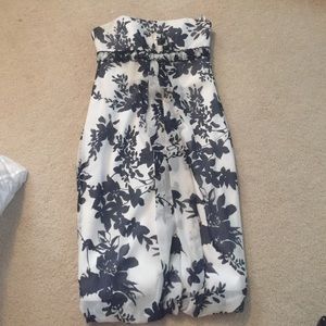 Floral, knee length bridesmaid gown