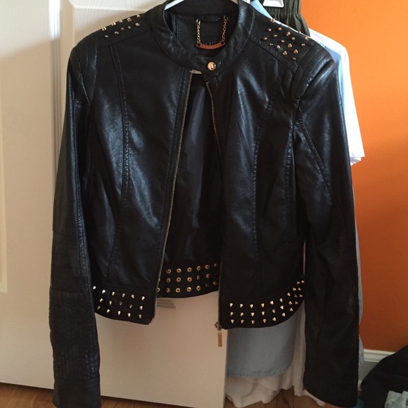 Vegan leather jacket with studs